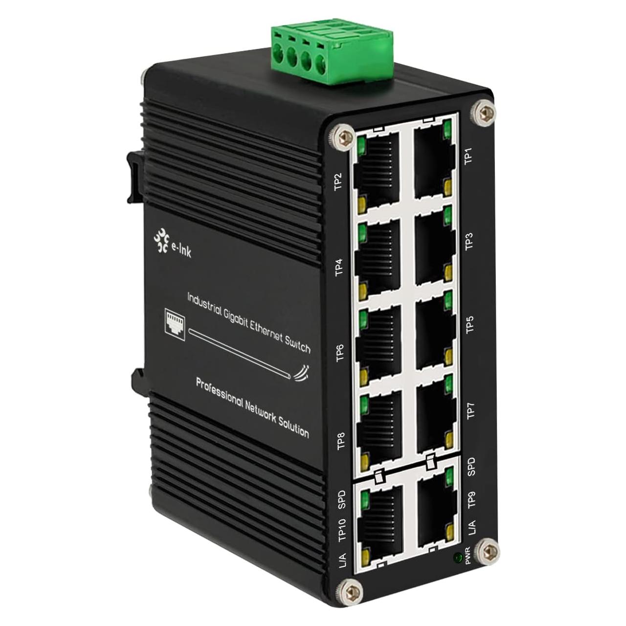 Mini Switch Industrial Steloproad 10 Puertos RJ45 10/100/1000Mbps