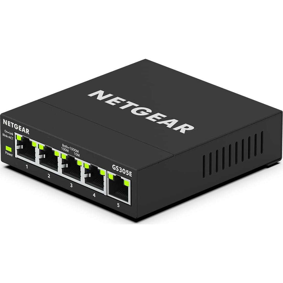 Switch Ethernet Gigabit NETGEAR GS305E 5 Puertos Gestión Fácil