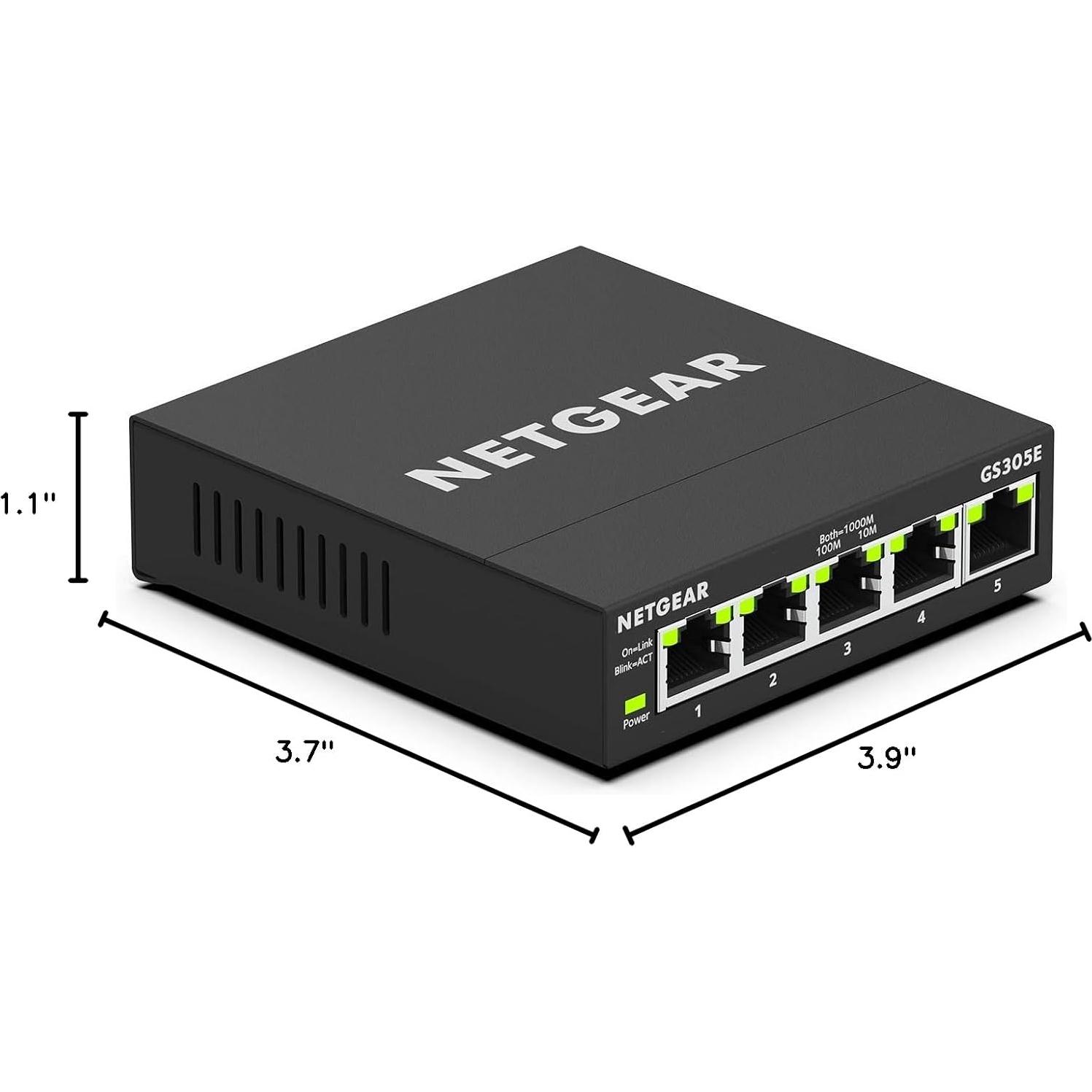 Switch Ethernet Gigabit NETGEAR GS305E 5 Puertos Gestión Fácil