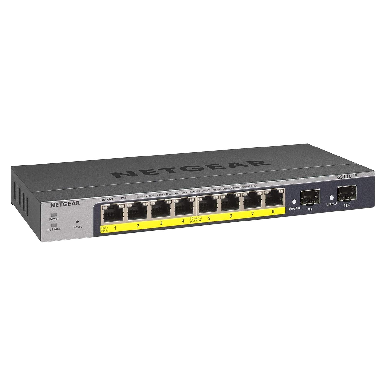 Switch NETGEAR GS110TP PoE+ 8 Puertos Gigabit 55W