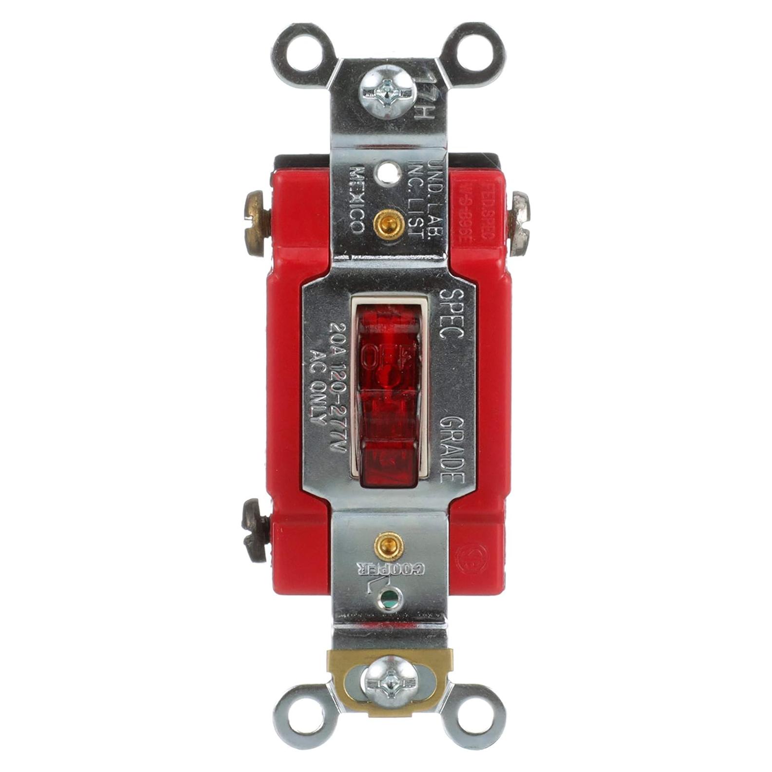 Interruptor de Palanca Eaton AH1221PL 20A 120V Rojo Industrial