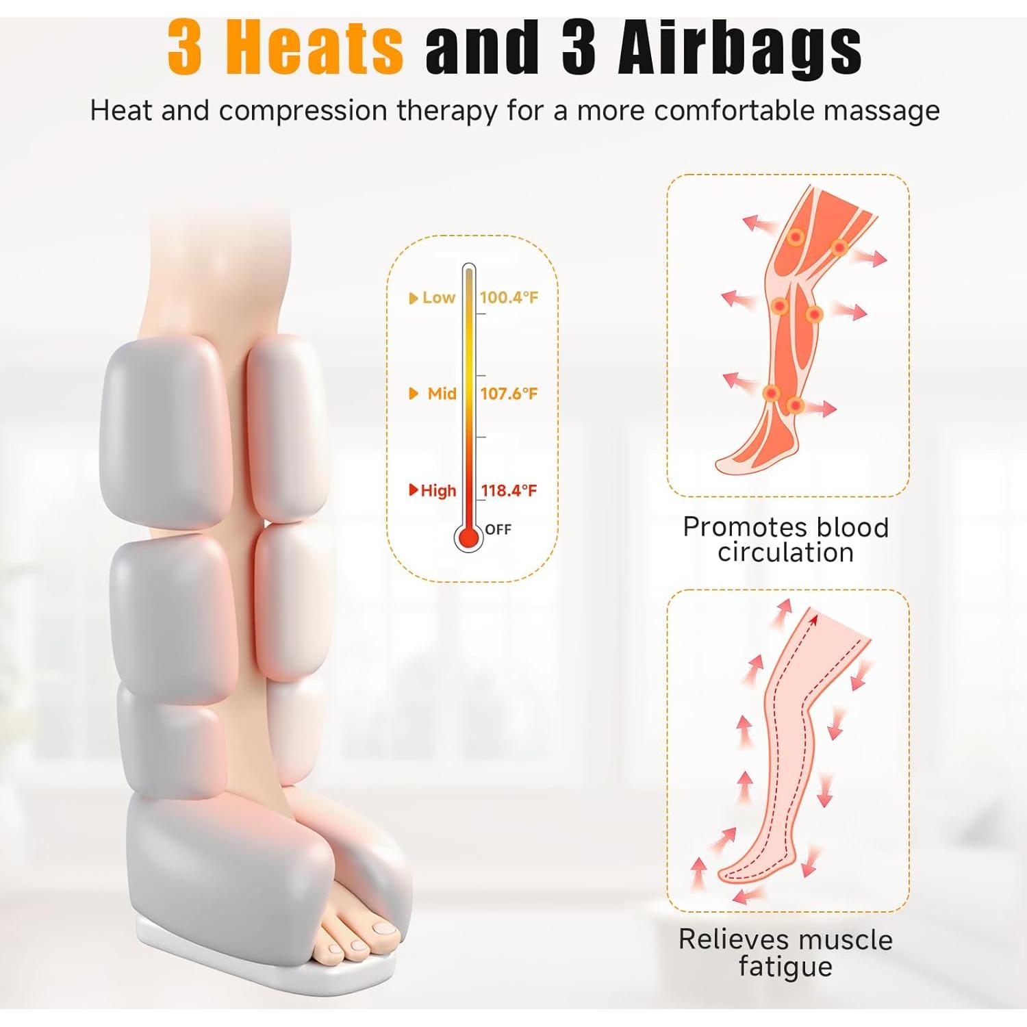 Masajeador de Piernas con Calor y Compresión Healthpal FE-7204B