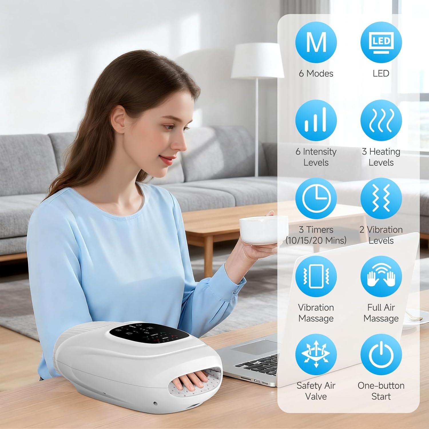 Masajeador de Manos Eléctrico WENZHOU KX-708 con Calor y Compresión