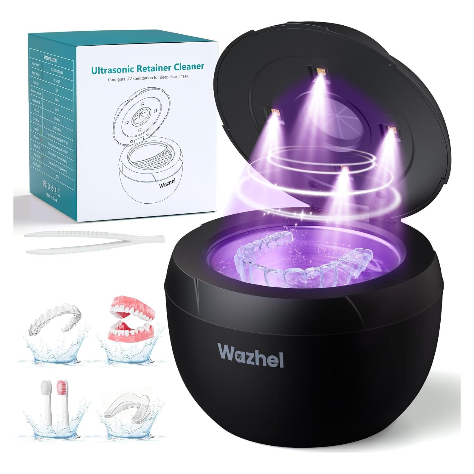 Limpiador Ultrasónico Wazhel 200ml con Luz UV y 4 Modos