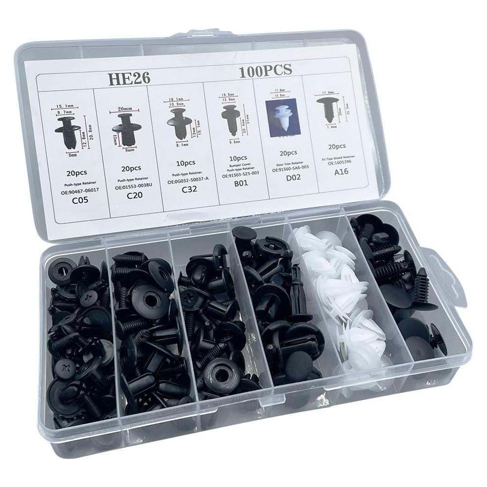100 Clips de Plástico para Parachoques de Carro LAINLOY