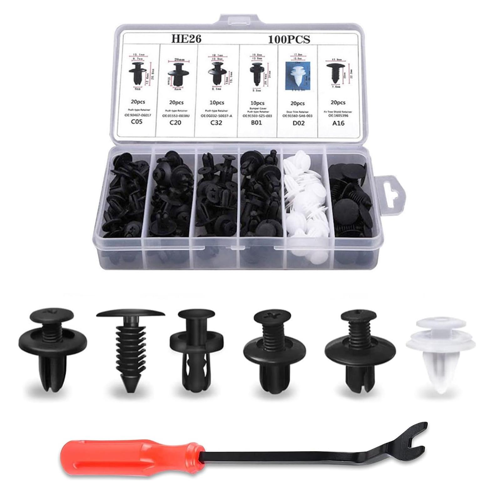 Kit 100 Sujetadores de Parachoques Nylon Bookeel 6.3-10mm