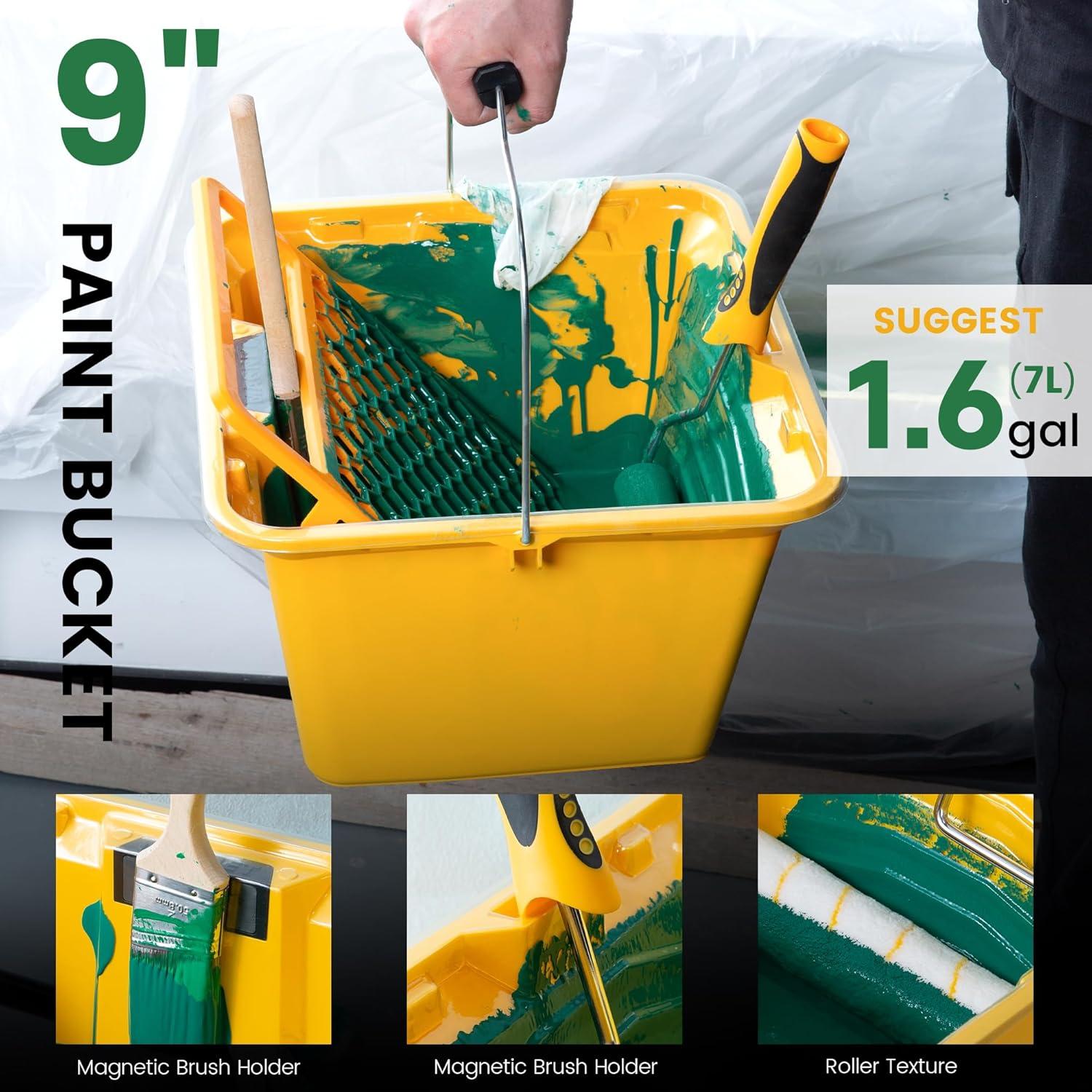 Kit de Pintura Voomey 9 Piezas - Rodillo y Cubo de Microfibra