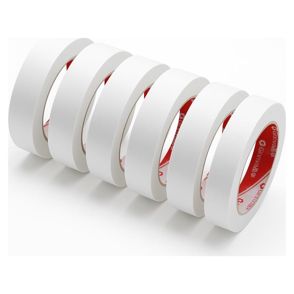 Cinta de Enmascarar Blanca GINNVA 1" (2.54 cm) x 50.29 m - 6 Rollos