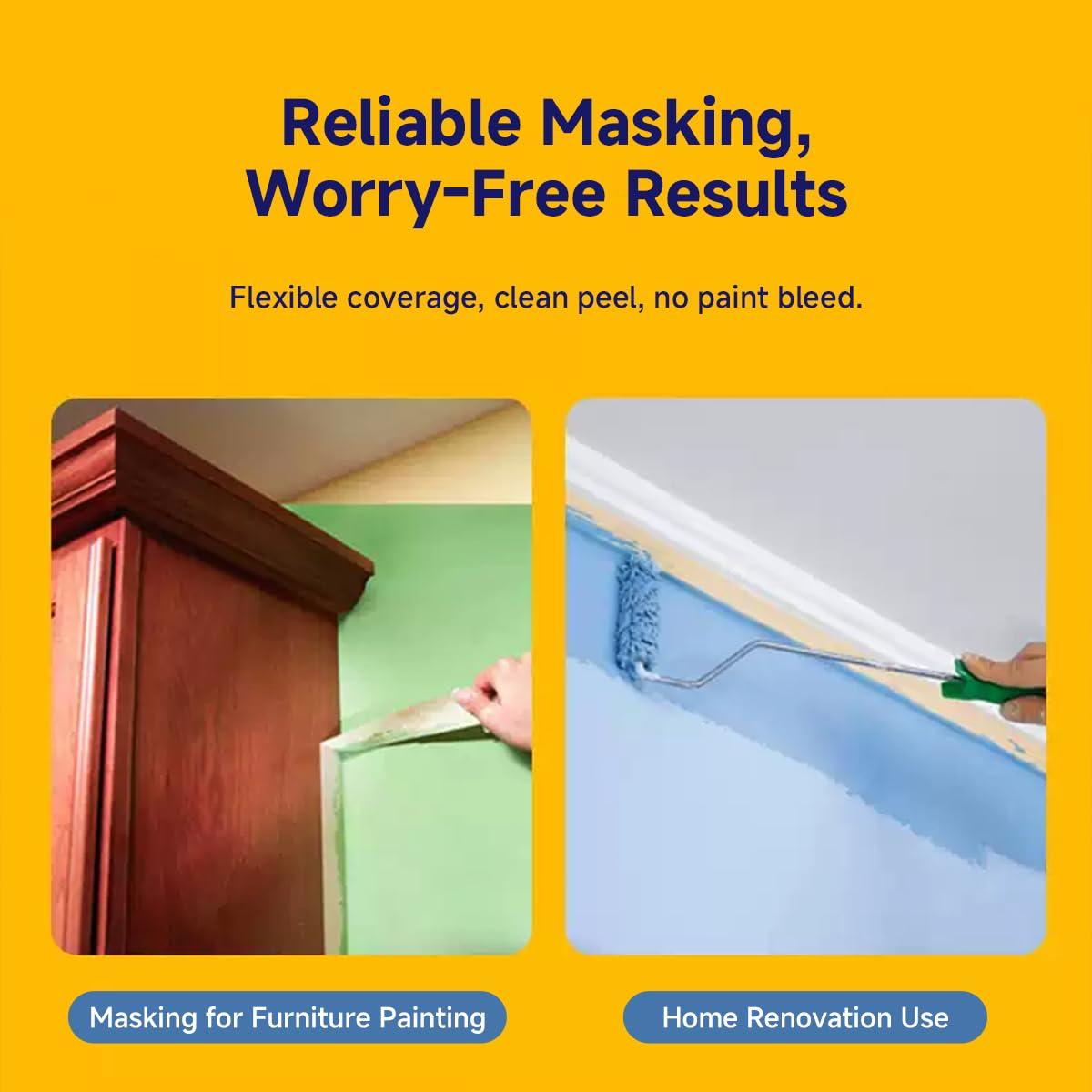 Cinta de Enmascarar Blanca GINNVA 1" (2.54 cm) x 50.29 m - 6 Rollos