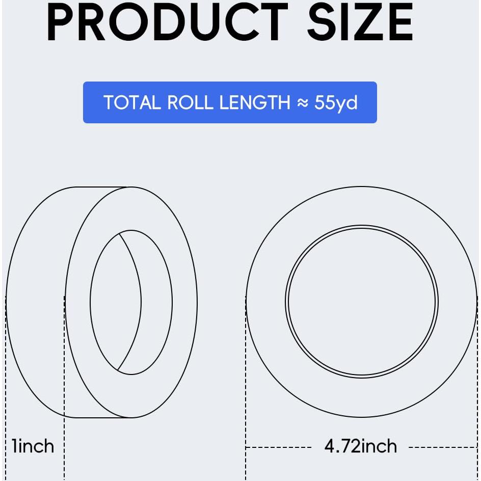 Cinta de Enmascarar Blanca GINNVA 1" (2.54 cm) x 50.29 m - 6 Rollos