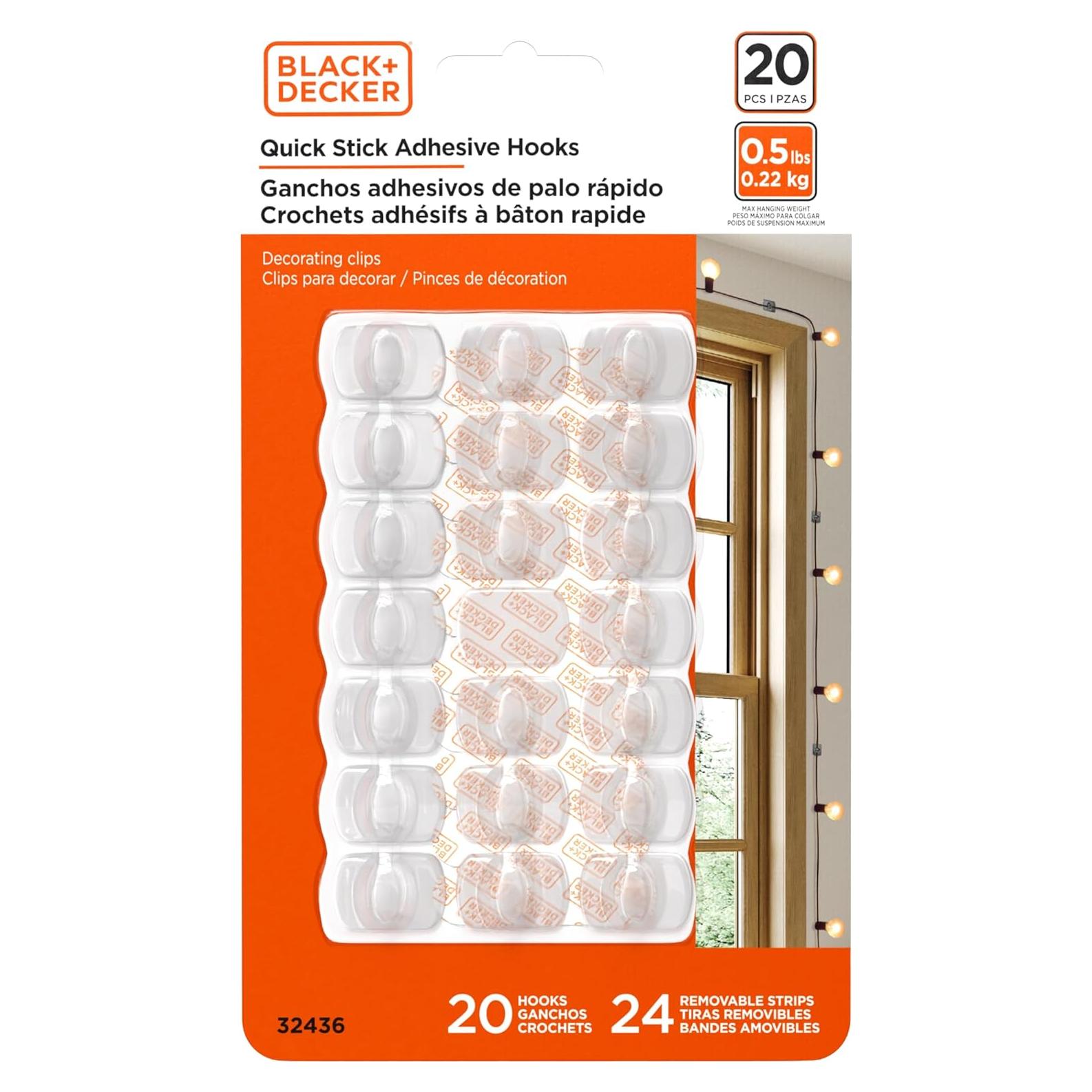 Ganchos de Pared Black+Decker, Adhesivos Removibles, 20 Piezas