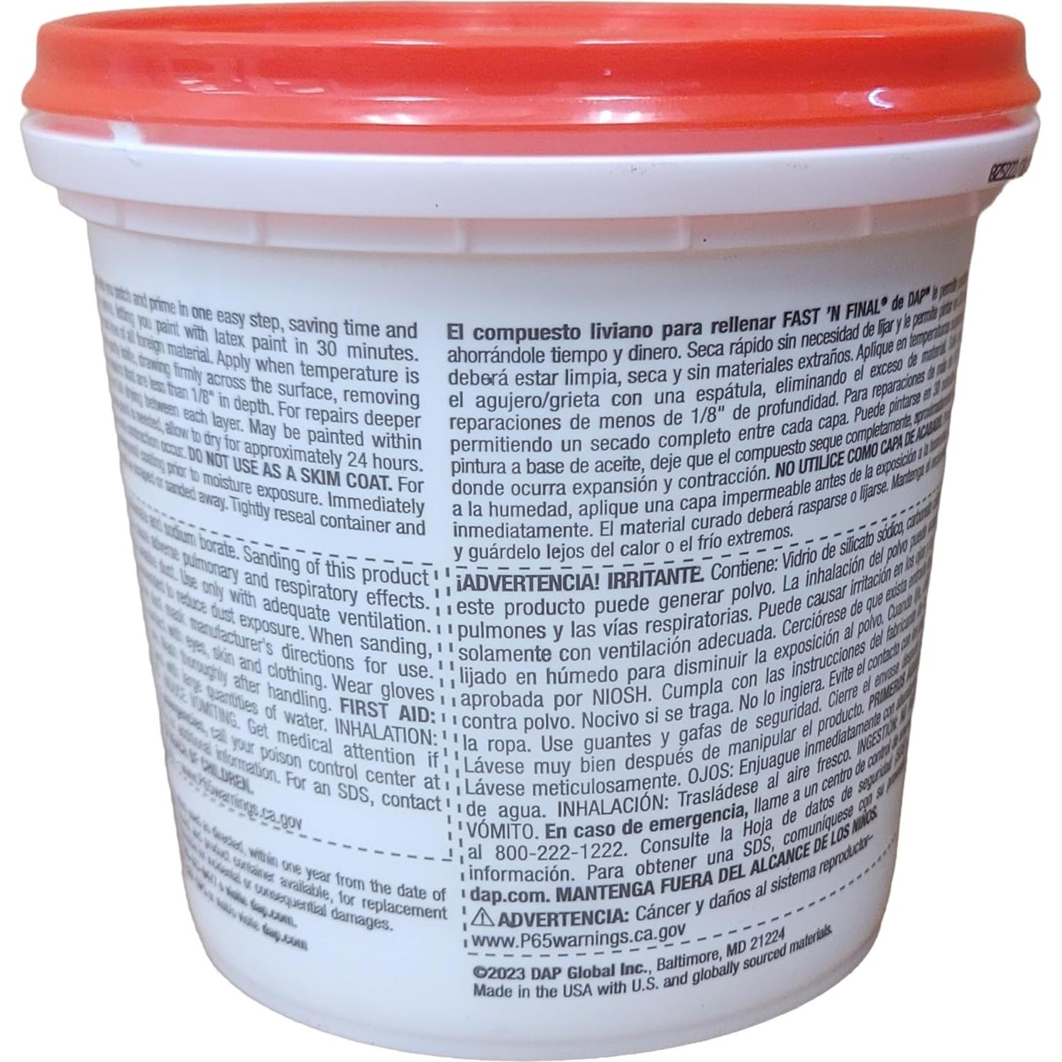 DAP Rápido y Final Compuesto de Relleno Ligero 32 oz Blanco