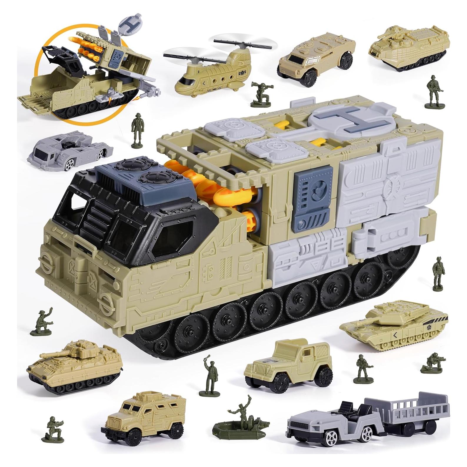 Juguete Militar Tanque XDUOYJOY 9 Vehículos y Misiles