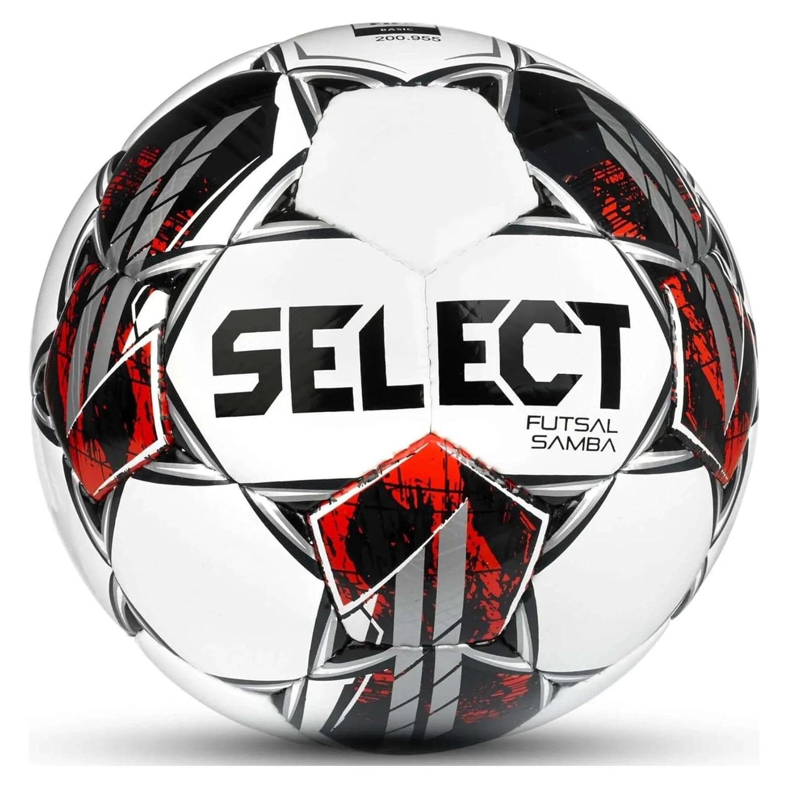 Balón de Futsal Select Samba V22, Tamaño 4, Blanco/Negro/Rojo