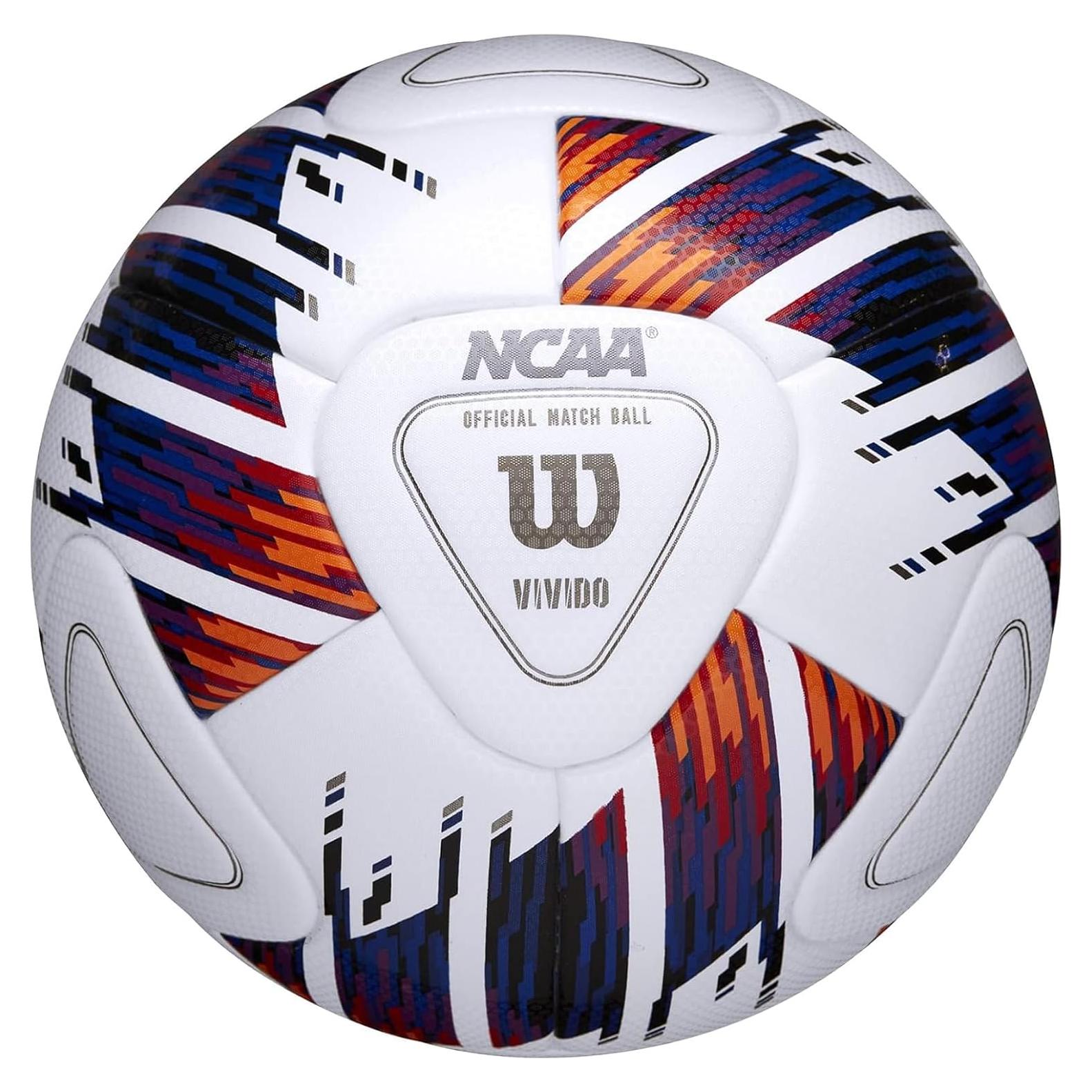 Balón de Fútbol Wilson NCAA Vivido Tamaño 5 Blanco/Naranja/Púrpura