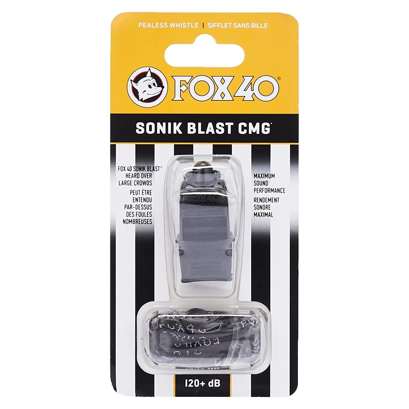 Silbato Fox 40 Sonik Blast CMG Negro con Cordón Desprendible