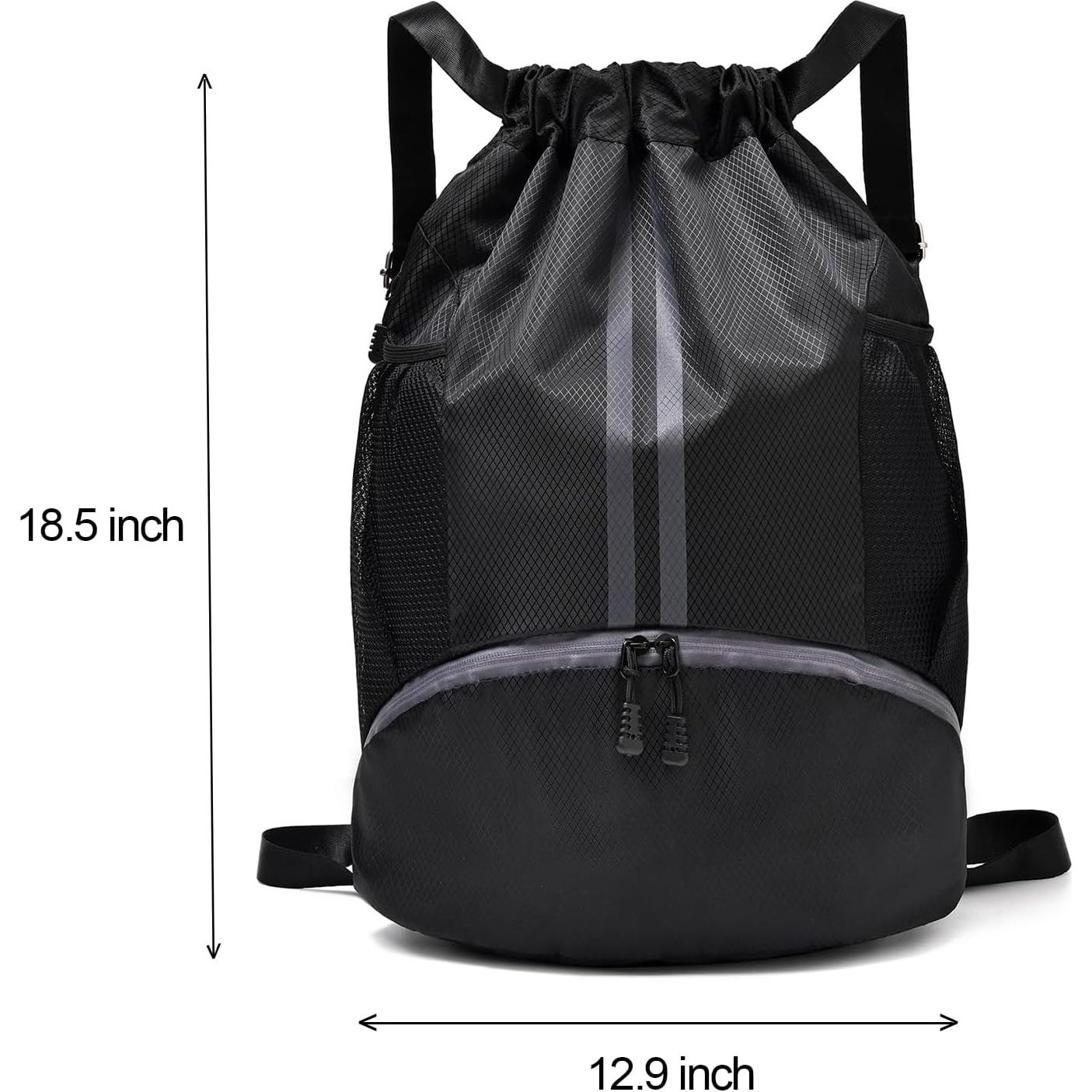 Mochila de gimnasio LOKAPEGY negra impermeable 20L con cordón