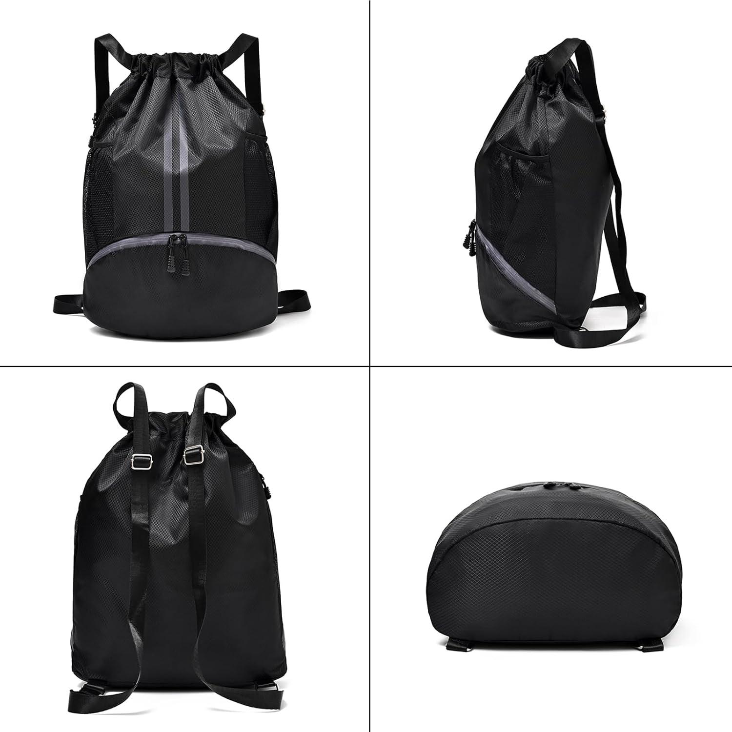 Mochila de gimnasio LOKAPEGY negra impermeable 20L con cordón