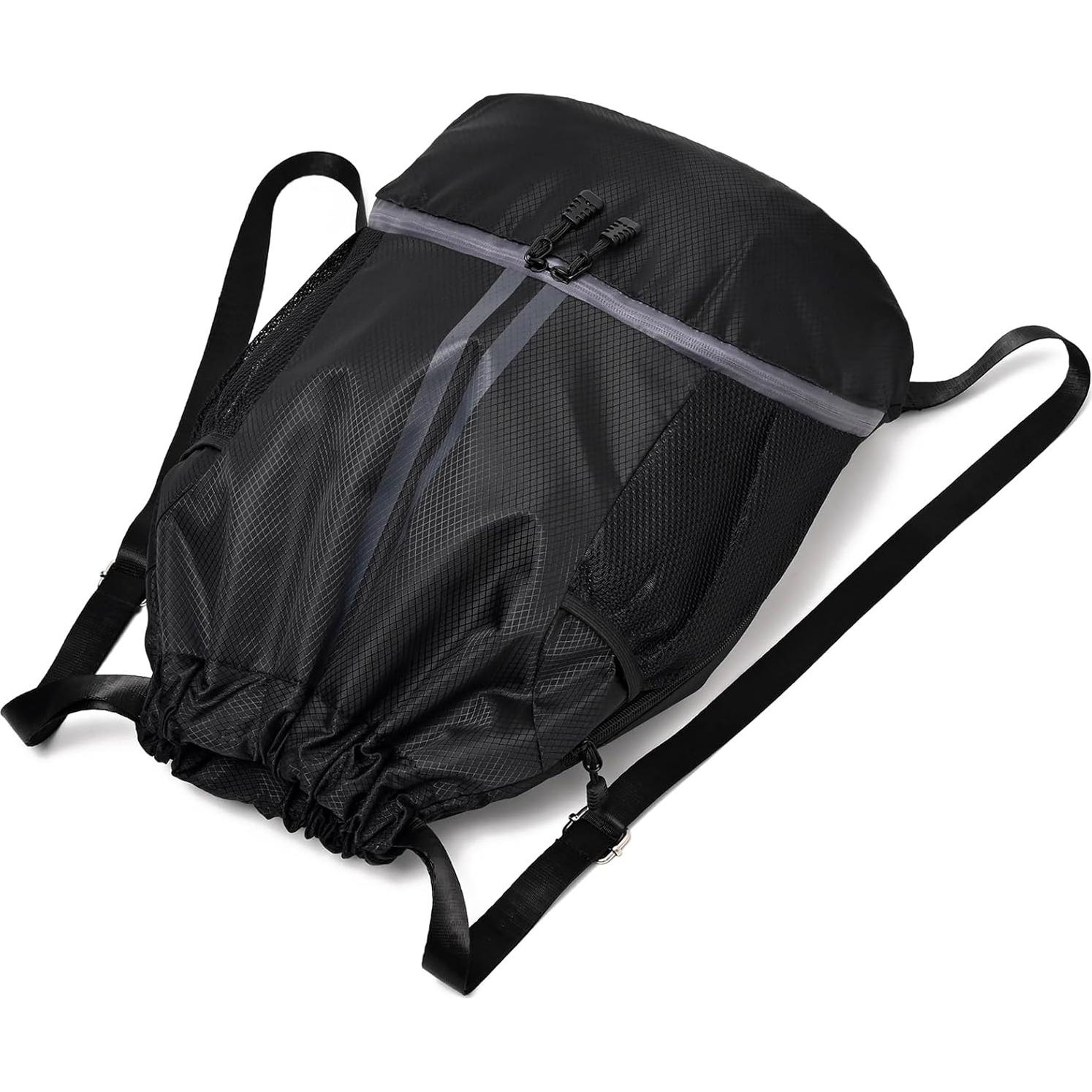 Mochila de gimnasio LOKAPEGY negra impermeable 20L con cordón