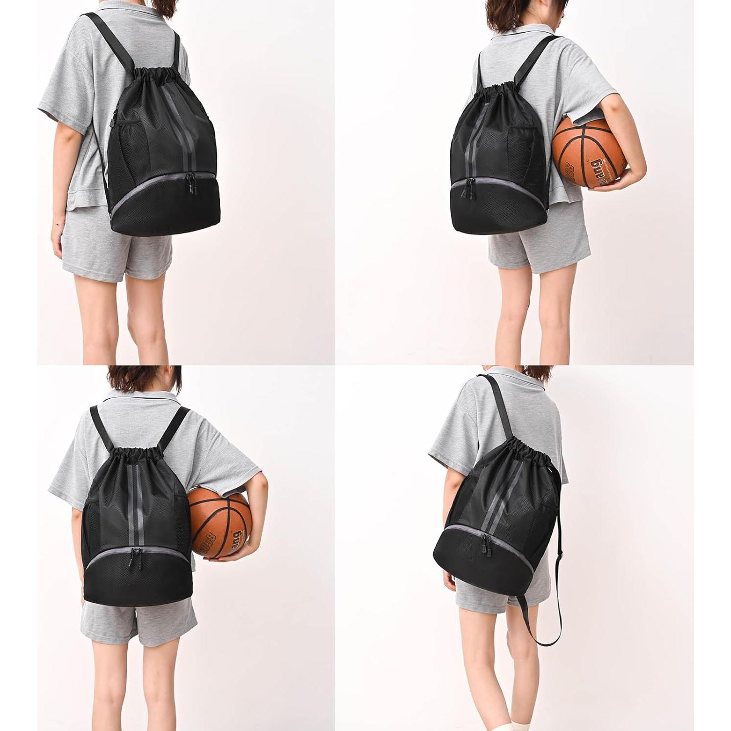 Mochila de gimnasio LOKAPEGY negra impermeable 20L con cordón