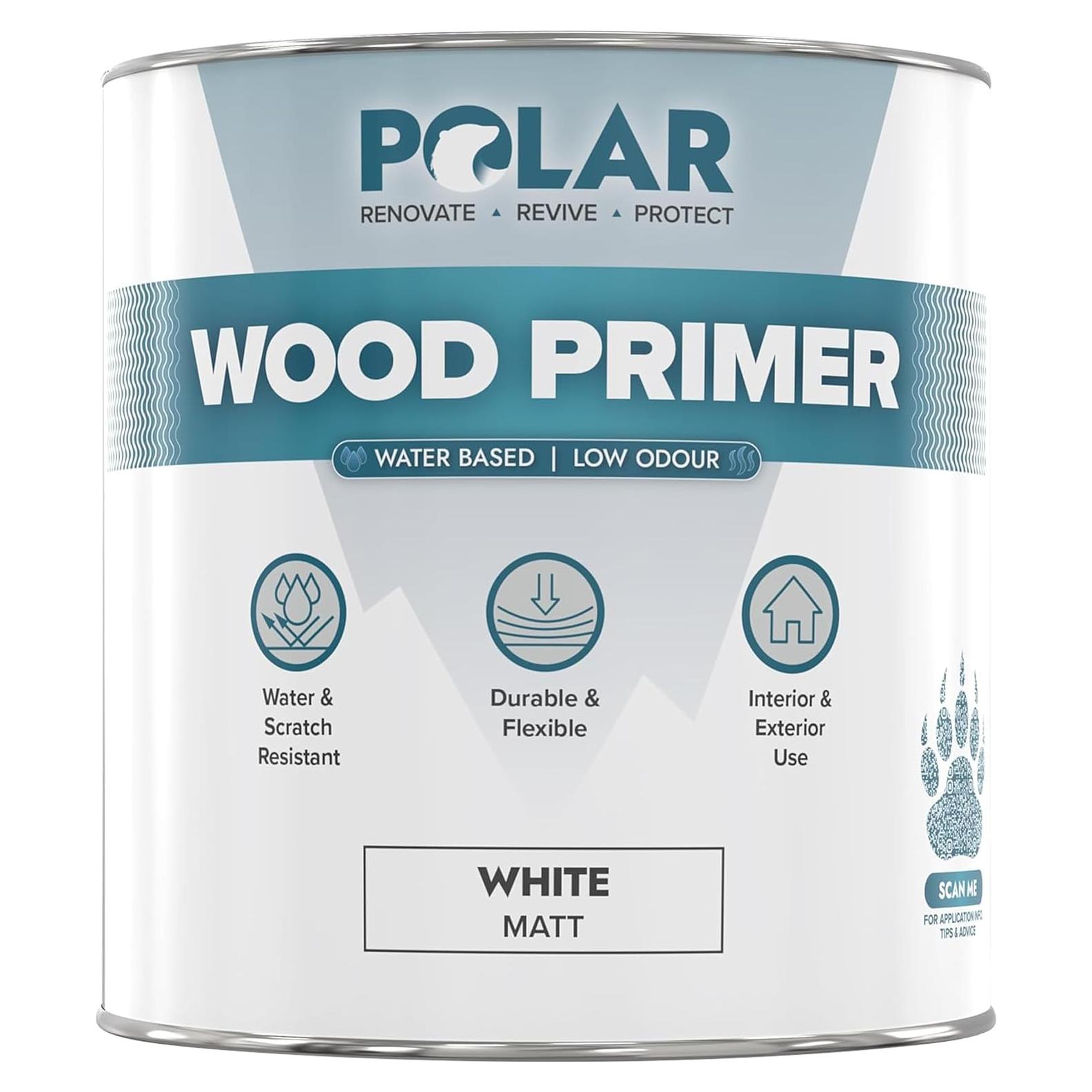 Imprimación de Madera Polar 1L Blanco Mate - Pintura a Base de Agua
