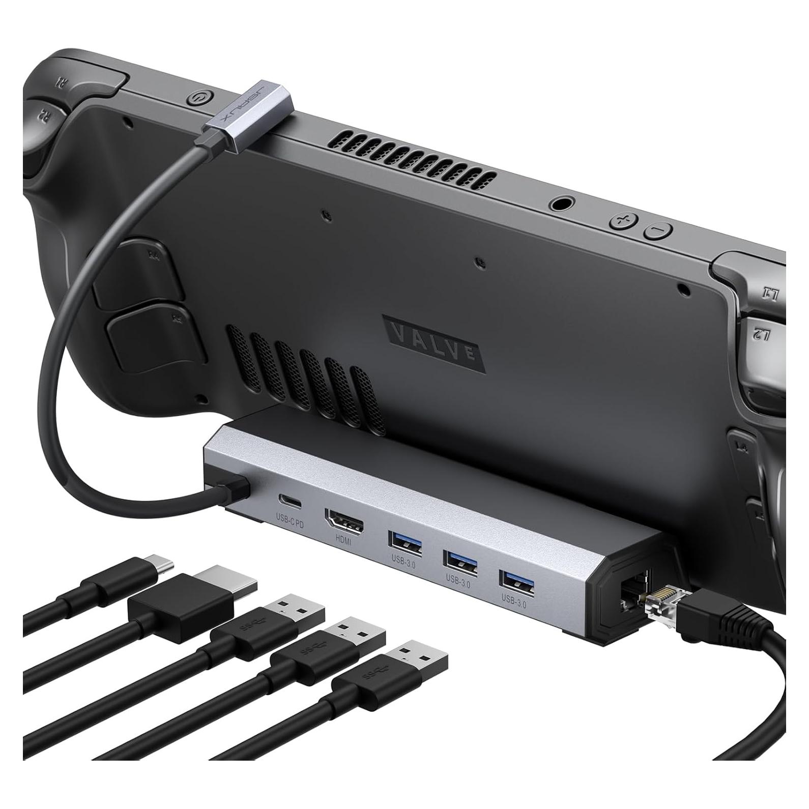 Dock JSAUX 6 en 1 para Steam Deck y ROG Ally HDMI 4K