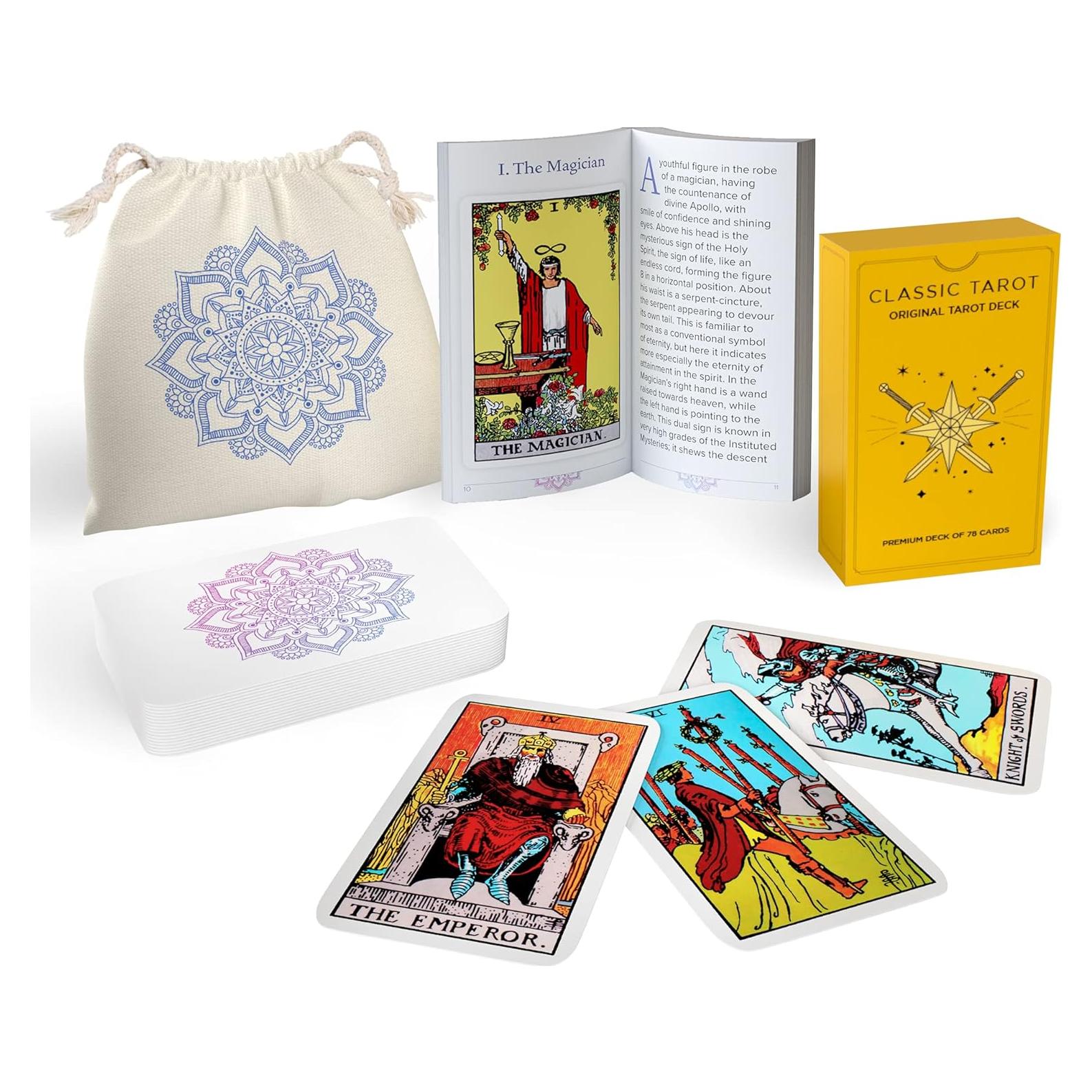 Baraja de Tarot Clásica Sagesight con Guía y Bolsa de Lino