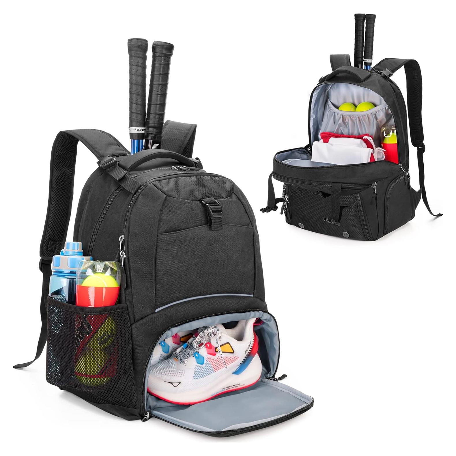 Mochila de Tenis DSLEAF para 2 Raquetas y Zapatos Ventilados