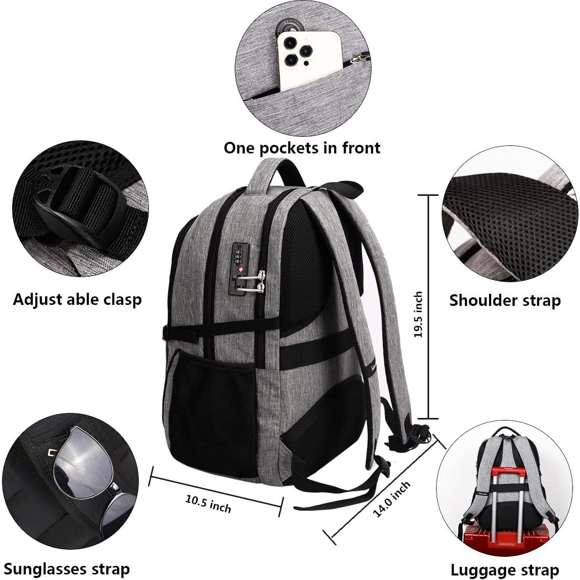 Mochila Antirrobo SHRRADOO 17" USB para Portátil y Viaje