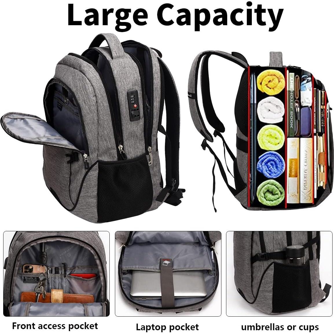 Mochila Antirrobo SHRRADOO 17" USB para Portátil y Viaje