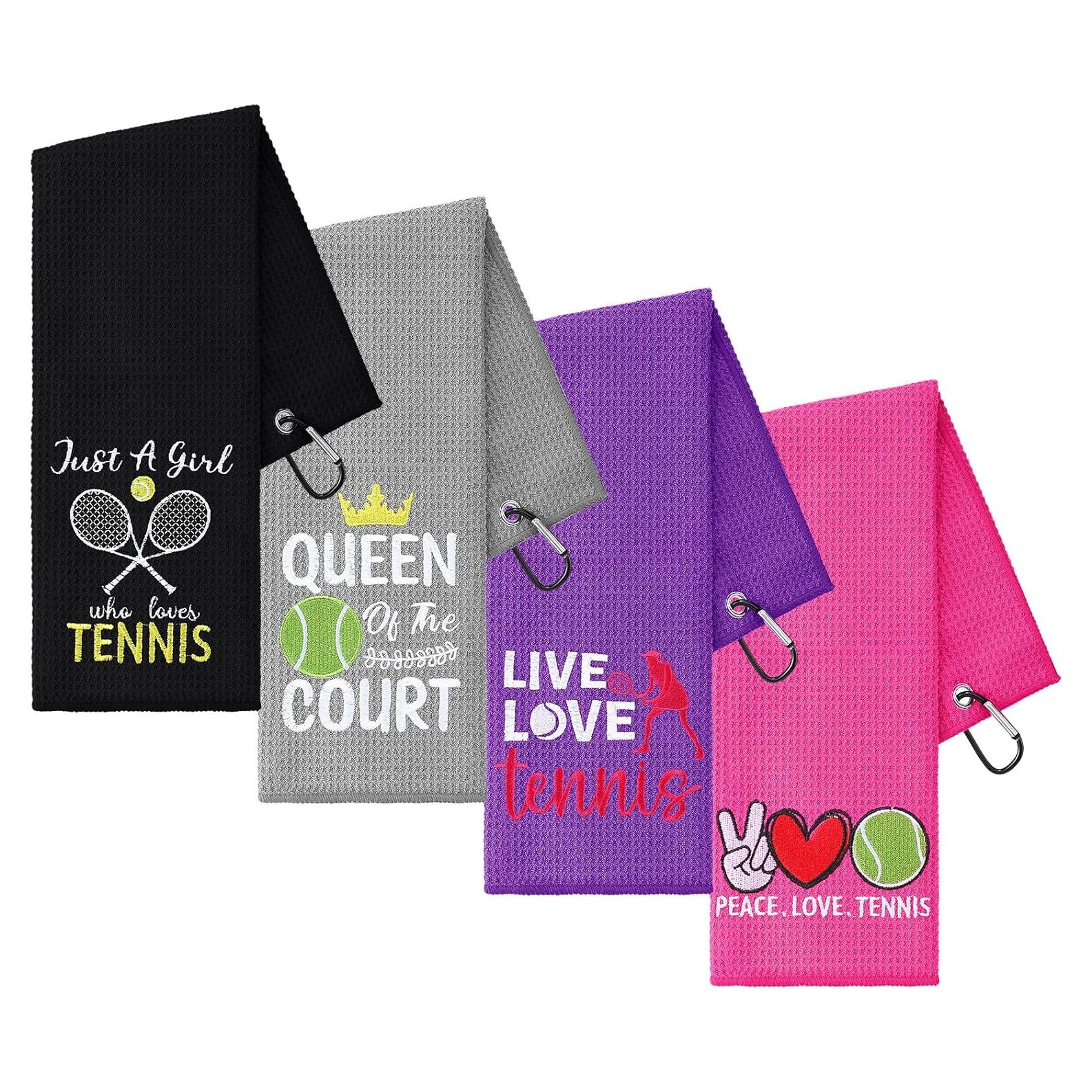 Toallas de Tenis Bordadas VitalCozy - 4 Piezas Microfibra 40x60cm