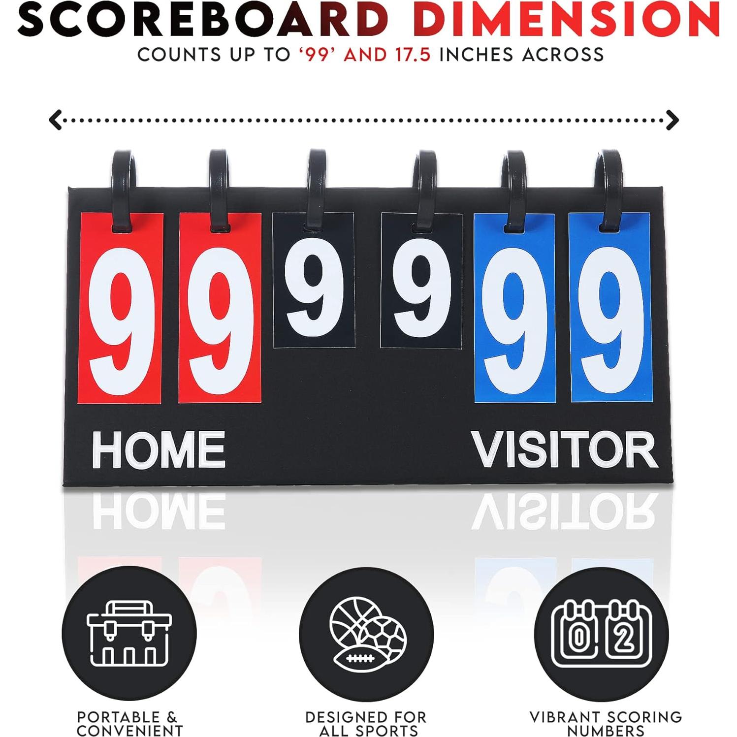 Tablero de Puntuación Portátil Upstreet - Multi-Deporte 99 Puntos