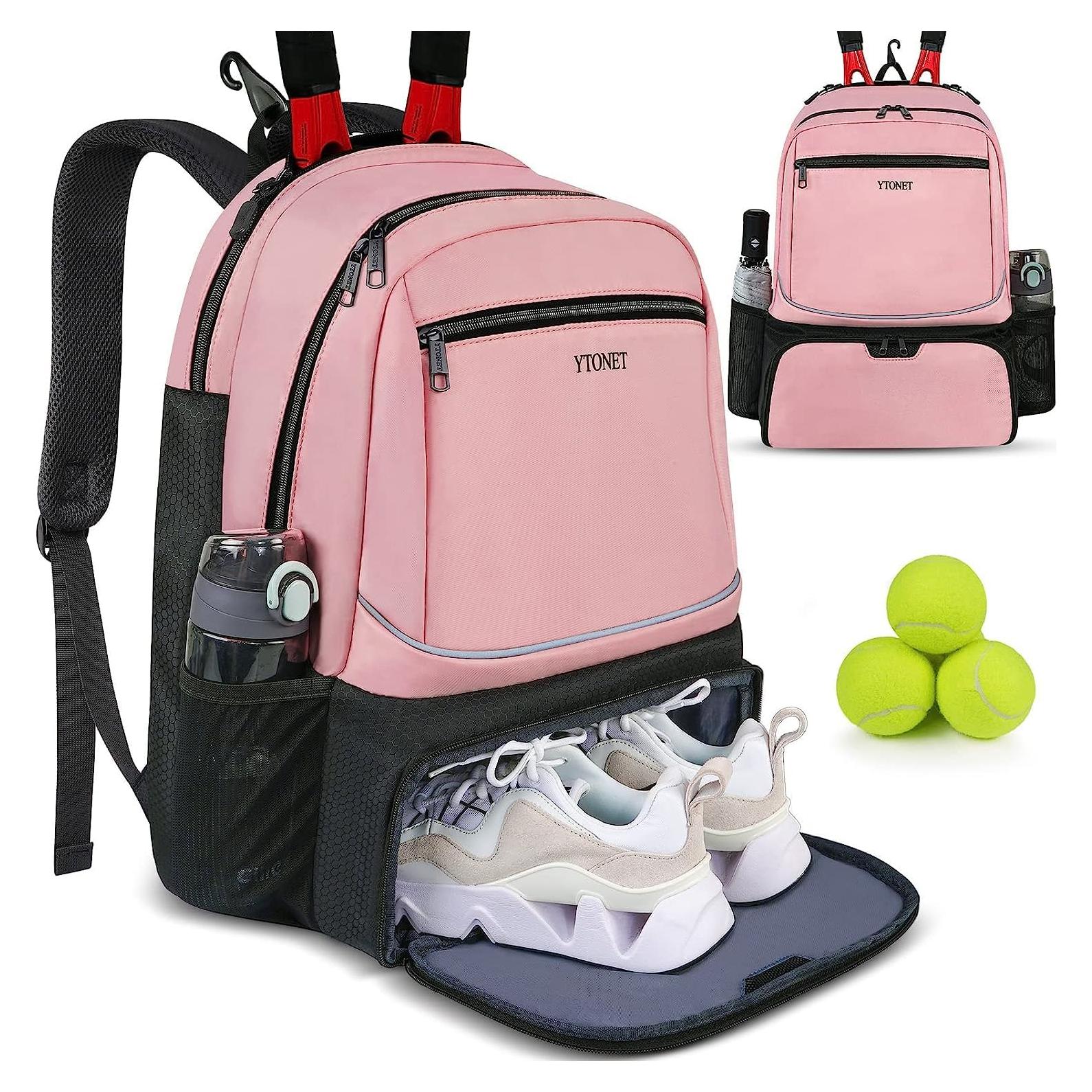 Mochila de Tenis Ytonet para Mujeres 2 Raquetas Rosa Aislada