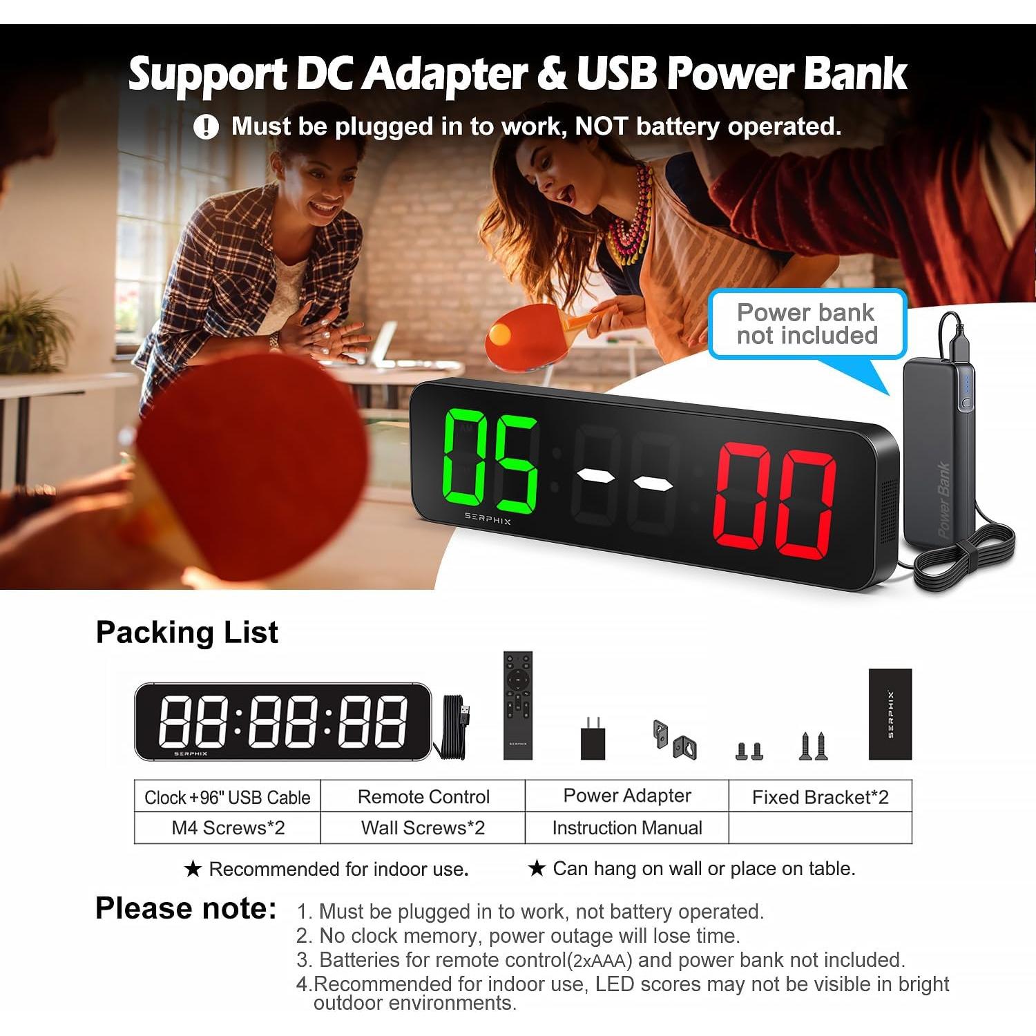 Marcador Digital LED SERPHIX SB-105 38.6x10.2 cm Control Remoto