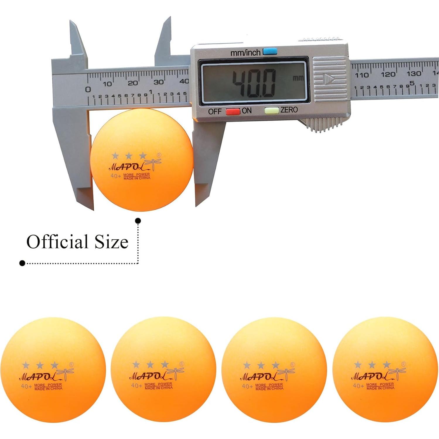 Pelotas de Ping Pong MAPOL 40mm Naranja 50 Unidades Premium