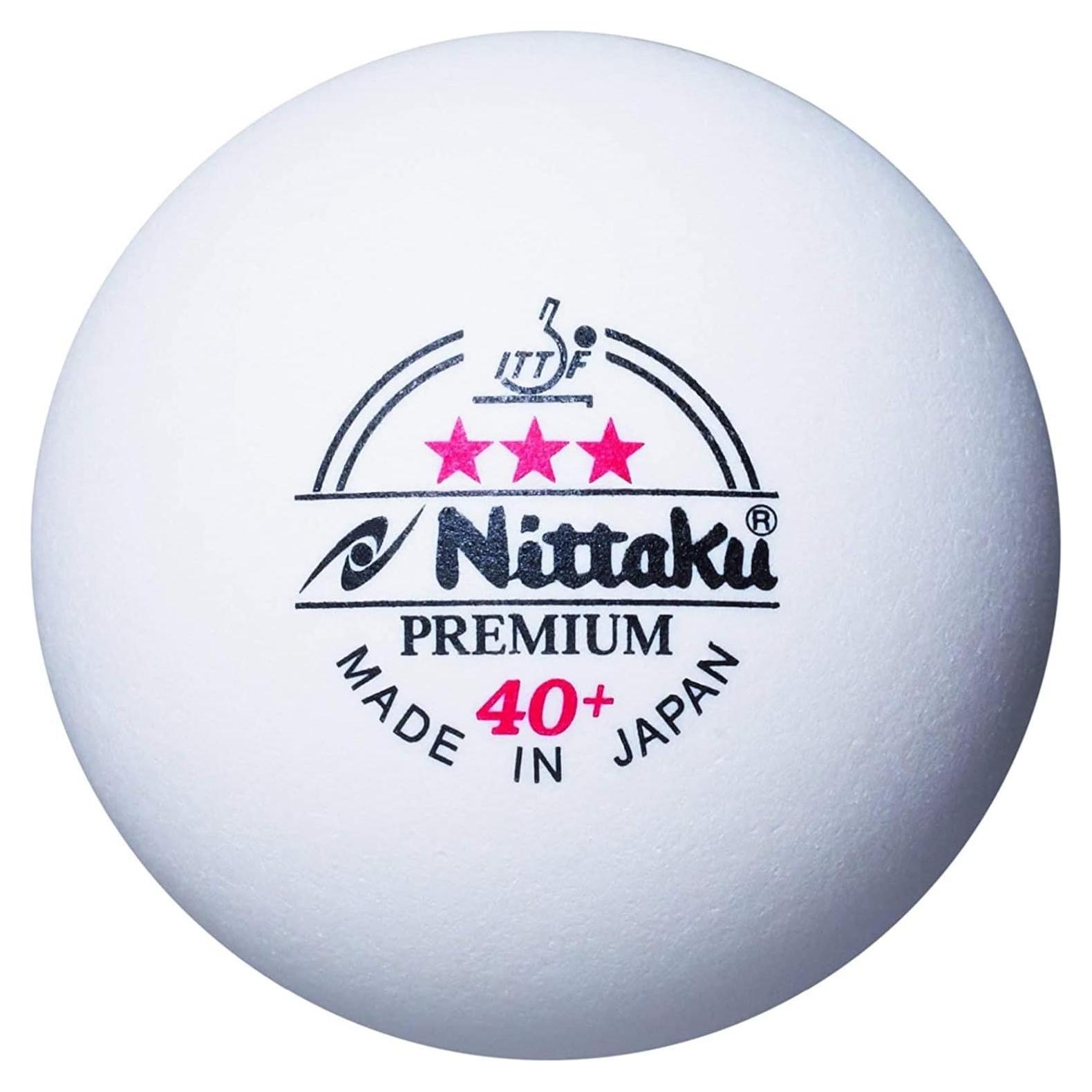 Bola de Tenis de Mesa Nittaku 3 Estrellas Premium 40mm - Paquete de 3