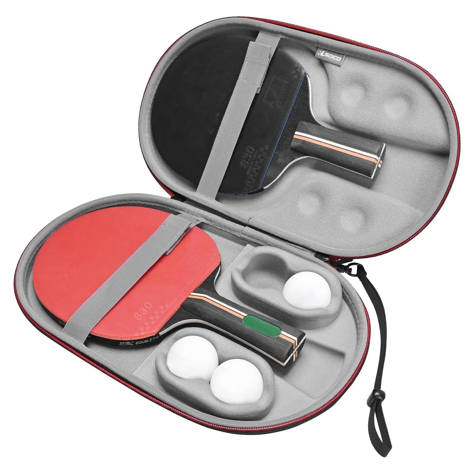 Funda Dura para Palas de Ping Pong RLSOCO Rle-2308, 2 Palas y 4 Pelotas