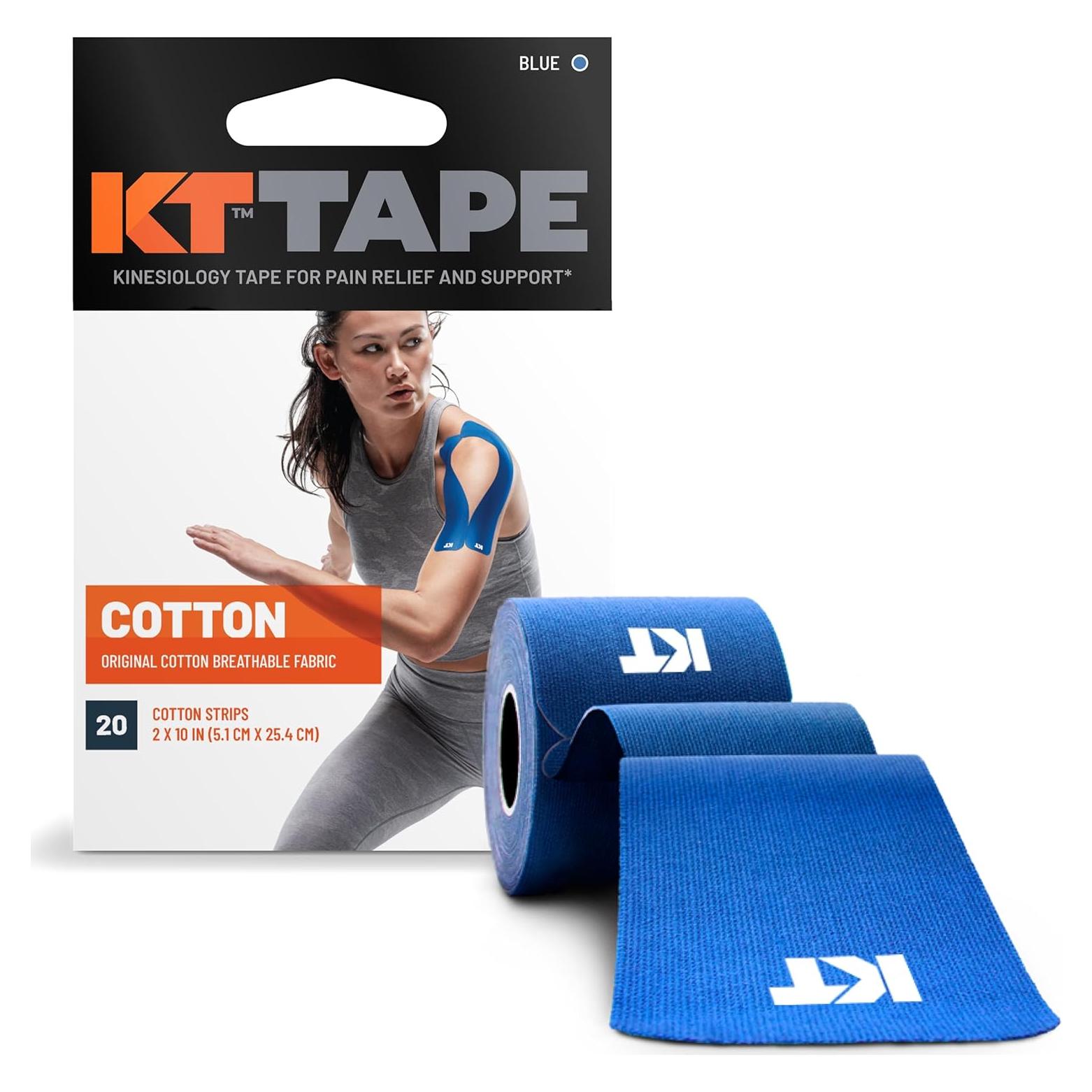 KT Tape Original Cinta Elástica Kinesiología 20 Tiras 25.4 cm Azul