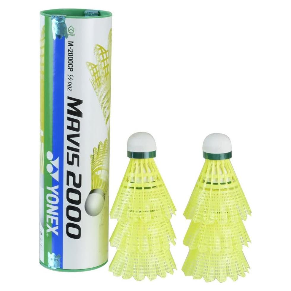 Volantes de Nylon YONEX Mavis 2000 Tapa Verde - Paquete de 6
