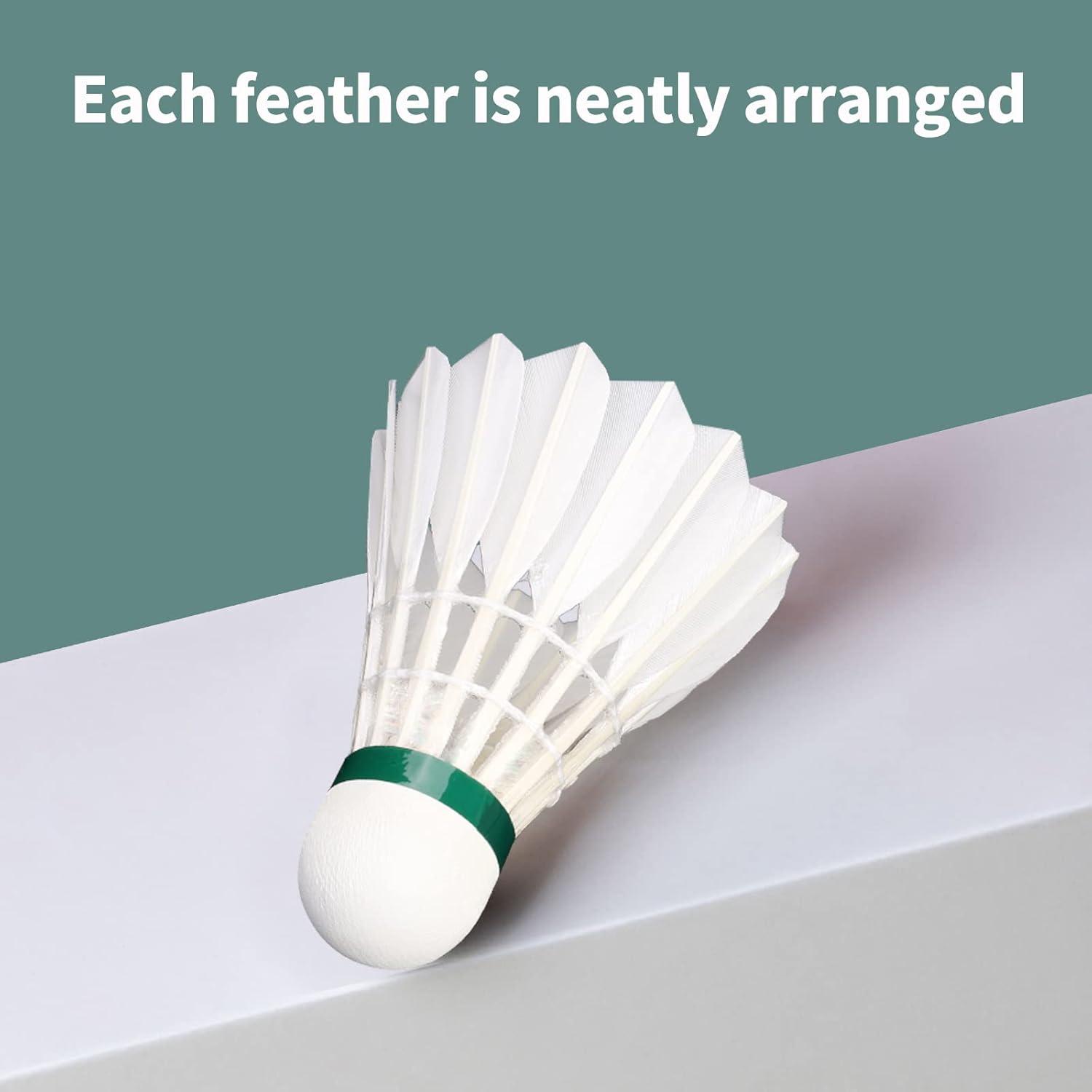 Plumas de bádminton TENGAOSI 12PCS con plumas de pato y corcho