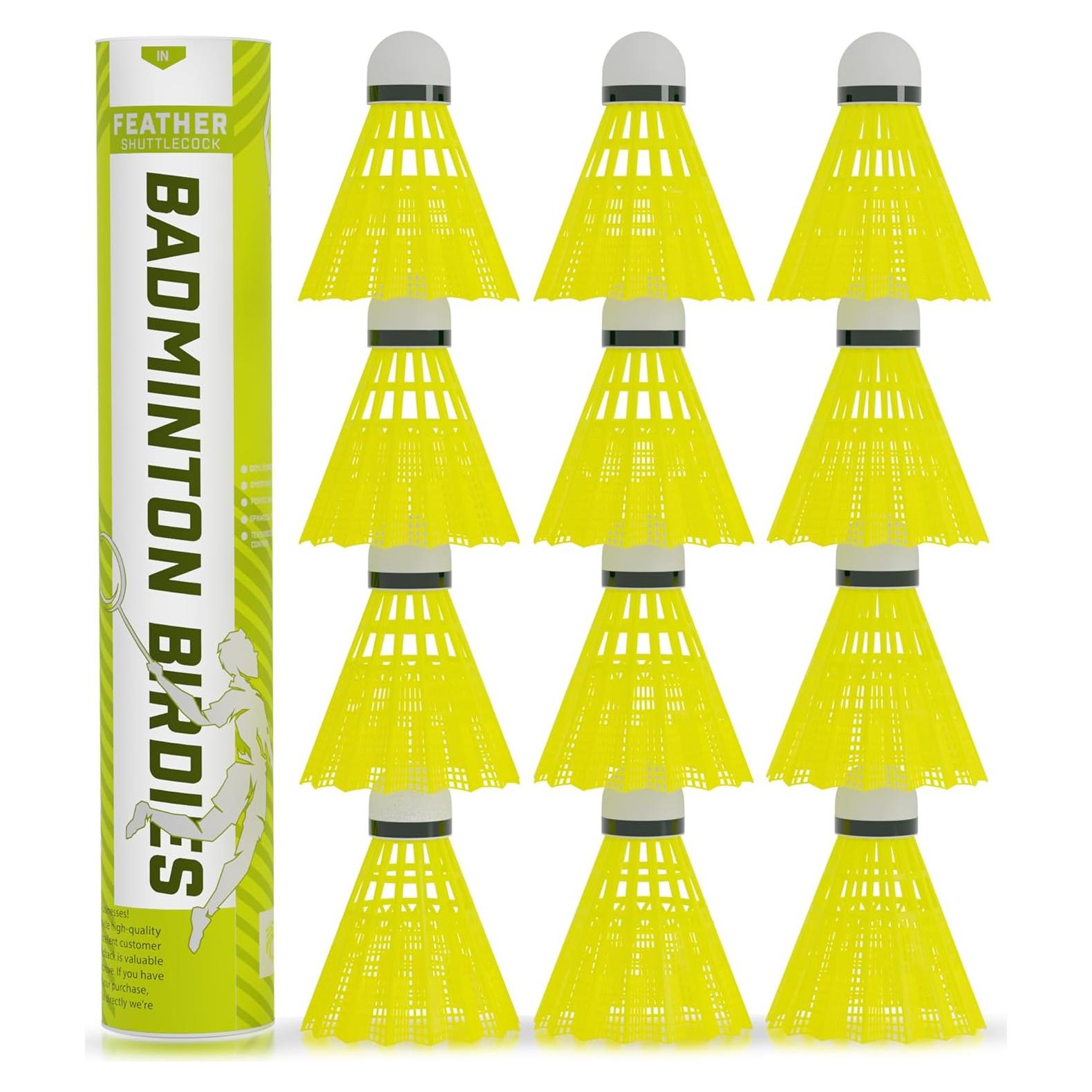 Volantes de Bádminton EAGLES Amarillos - Paquete de 12