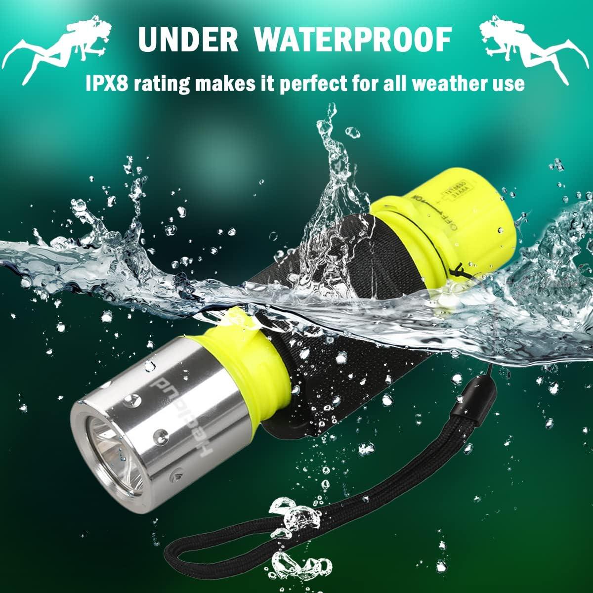 Linterna de Buceo HECLOUD IPX8 Recargable 3 Modos LED