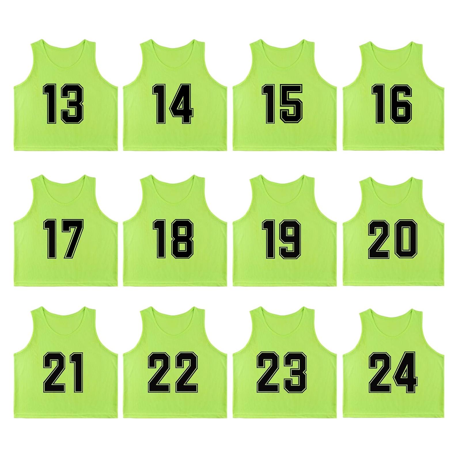 Juego de 12 Chalecos Numerados 13-24 RE-HUO para Fútbol