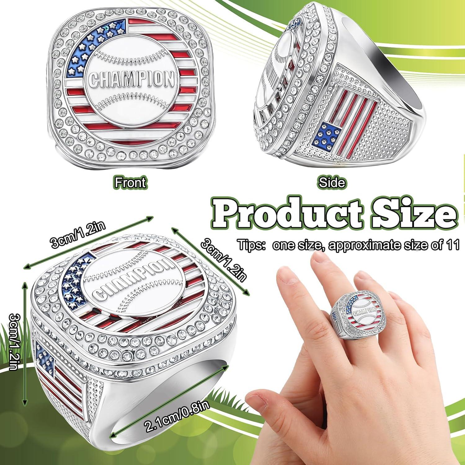 Anillo de Campeonato de Béisbol Landical 12 Set con Caja y Soporte