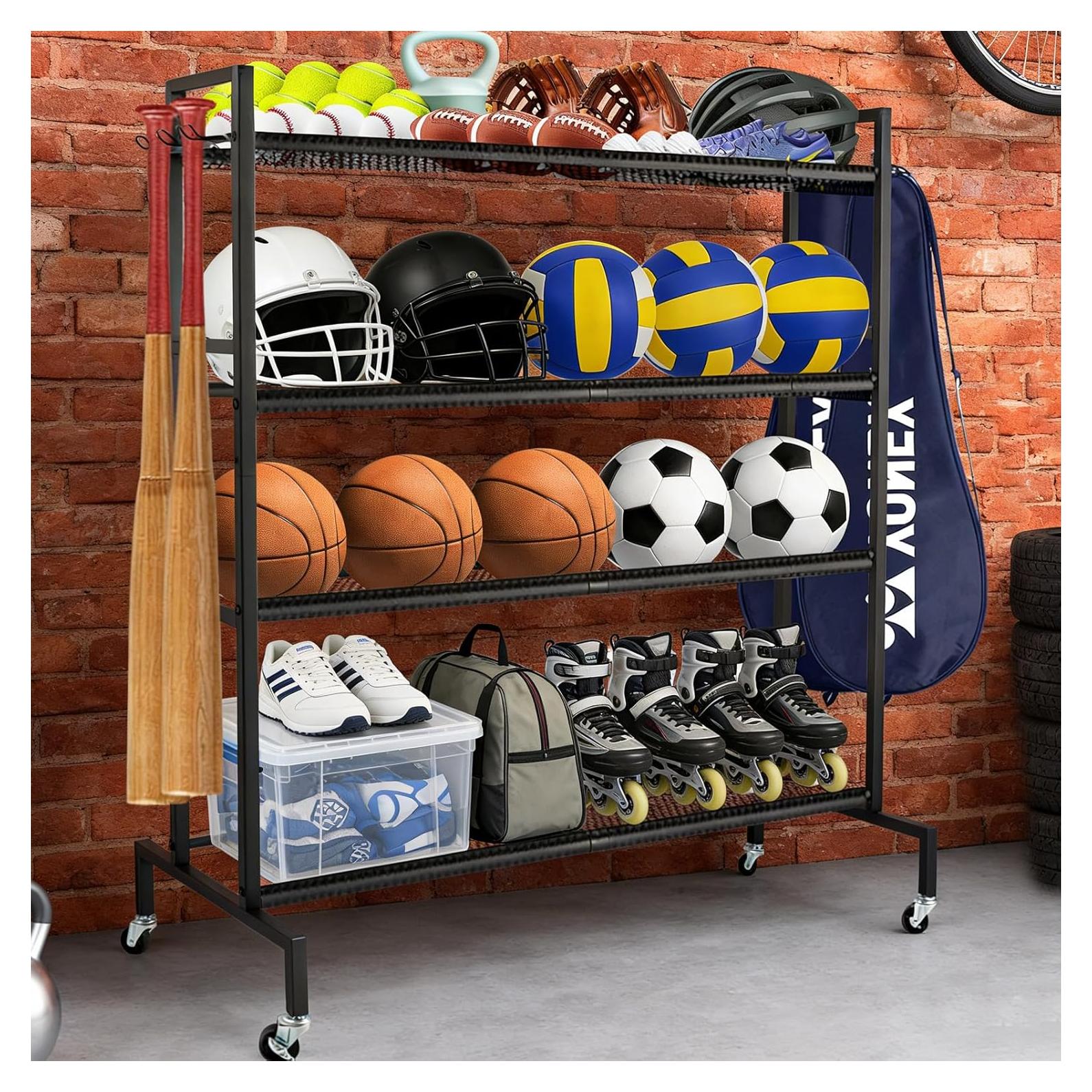 Estante de Almacenamiento Deportivo OFIDELITY 4 Niveles Negro