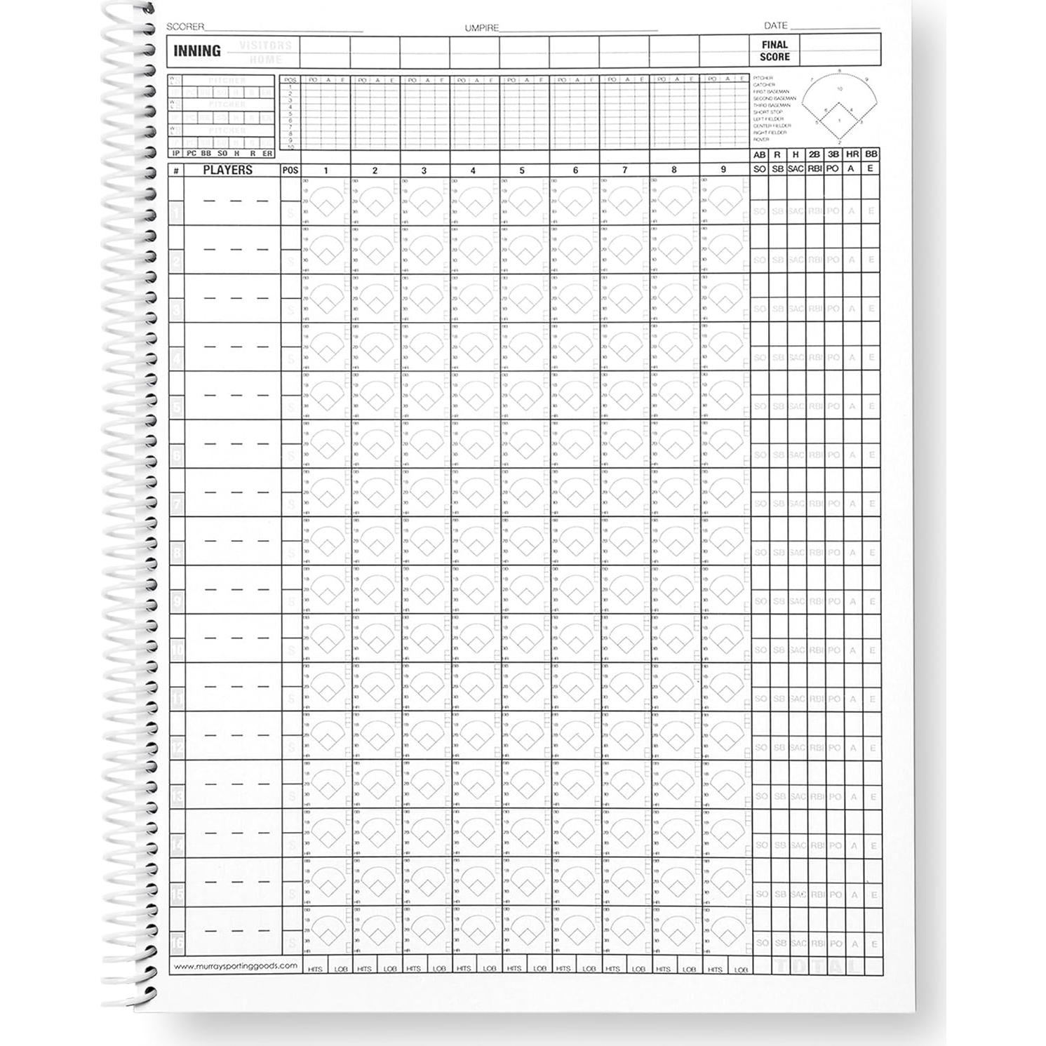 Libro de Puntuación de Béisbol/Sóftbol Murray - Letra Grande 35 Juegos