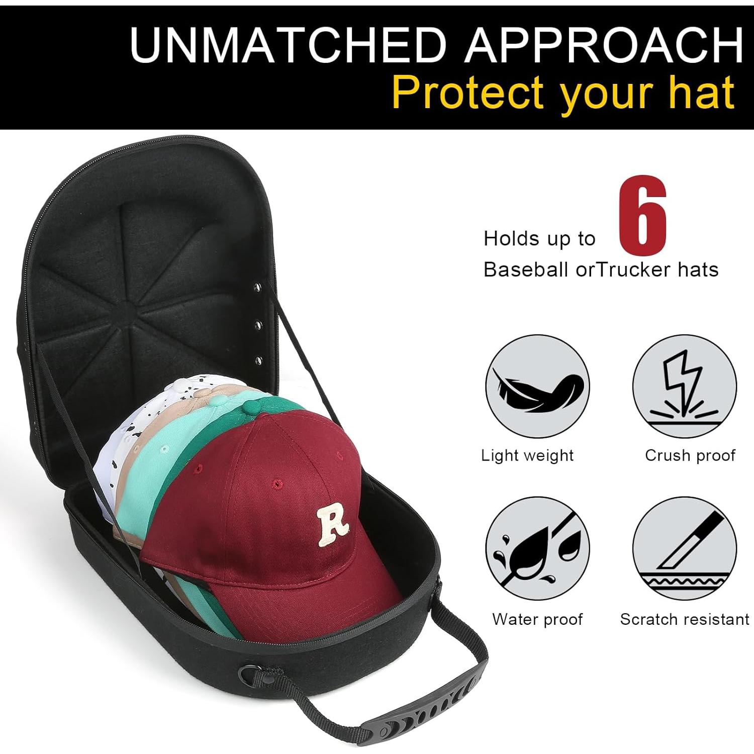 Funda Dura para Gorras de Béisbol HATCARRIER - 6 Gorras, Negro