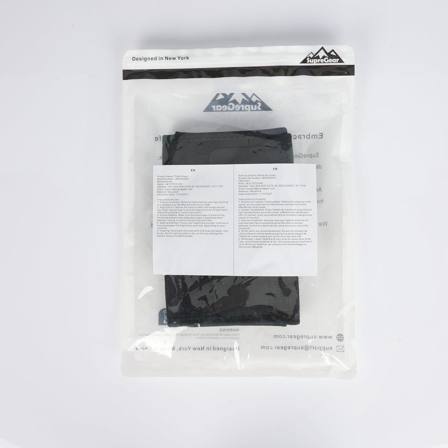 Faja de Muslo SupreGear Ajustable Neopreno Soporte Negro L