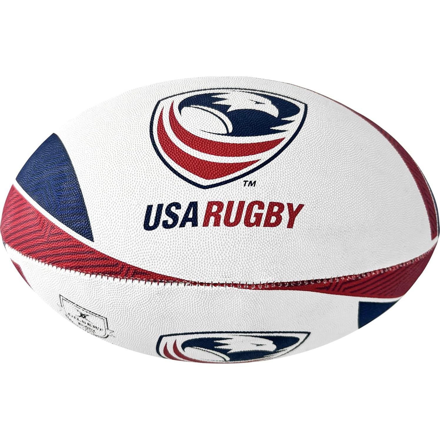 Balón de Rugby Gilbert USA Supporter Tamaño 5 - Rojo/Blanco/Azul