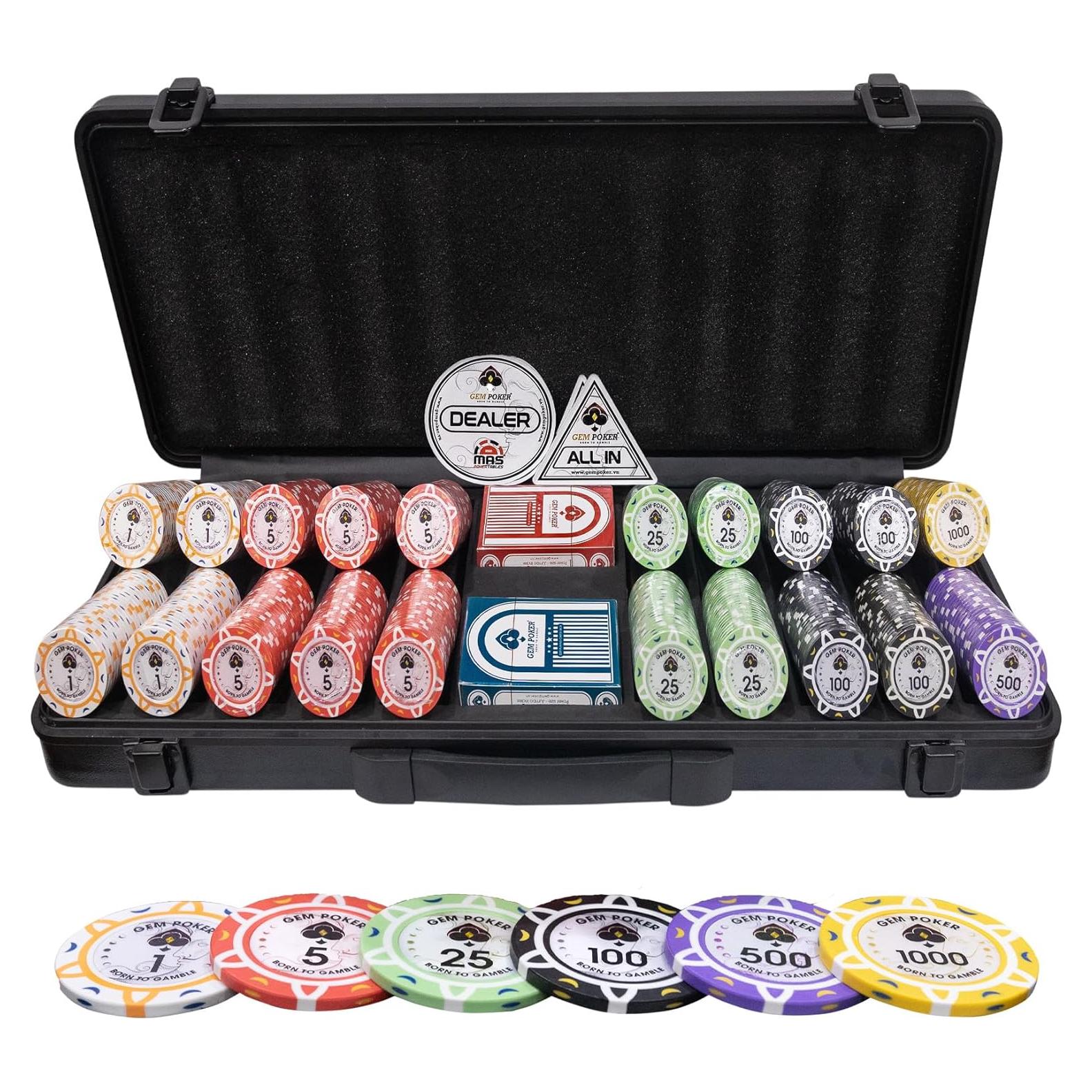 Set de Póker Luna 500 Fichas 14g con Estuche Premium